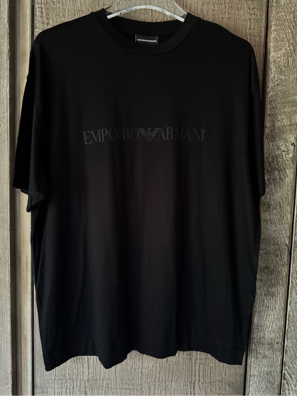 Emporio Armani Black Tonal Logo Short Sleeve Tee